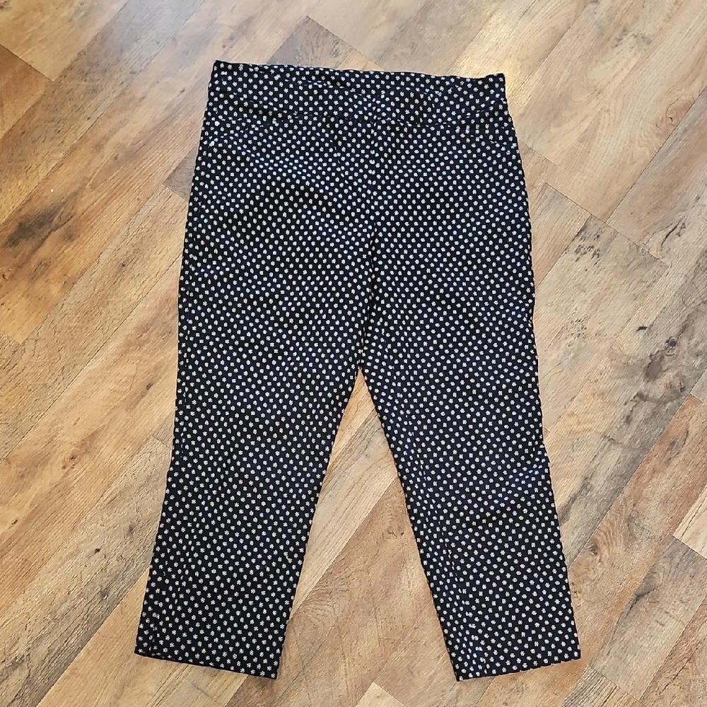 👖Adrienne Vittadini Navy Print Cropped Pants